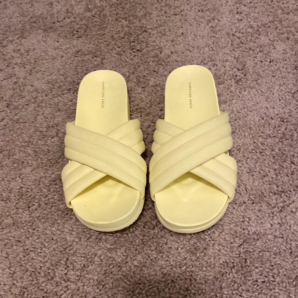 American Eagle slippers pastel yellow